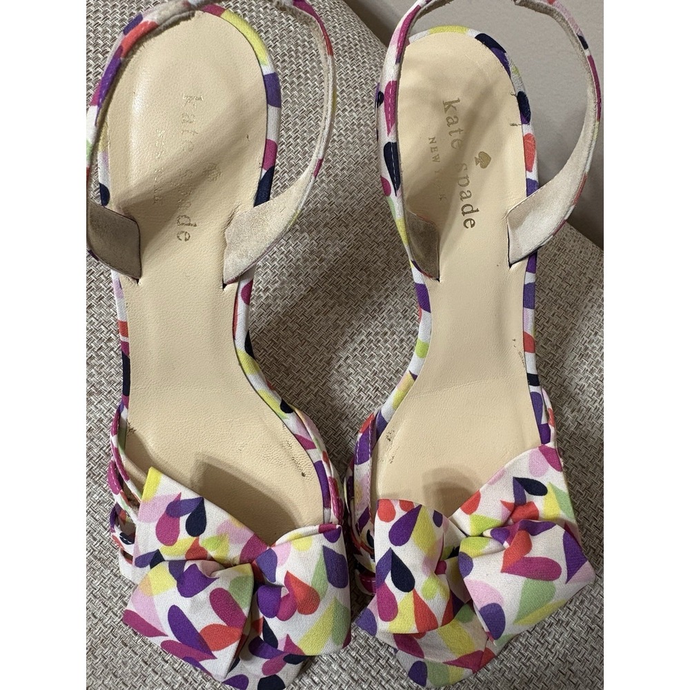 Rare Kate Spade Lourdes Multicolor Heart Heels Strappy Stiletto Size 7 - Picture 8 of 14
